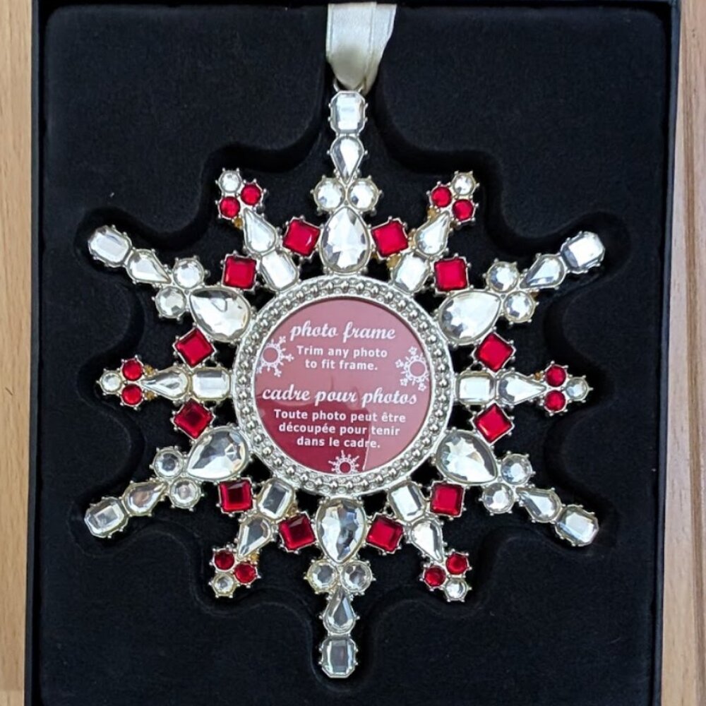 Jeweled picture frame holiday ornament